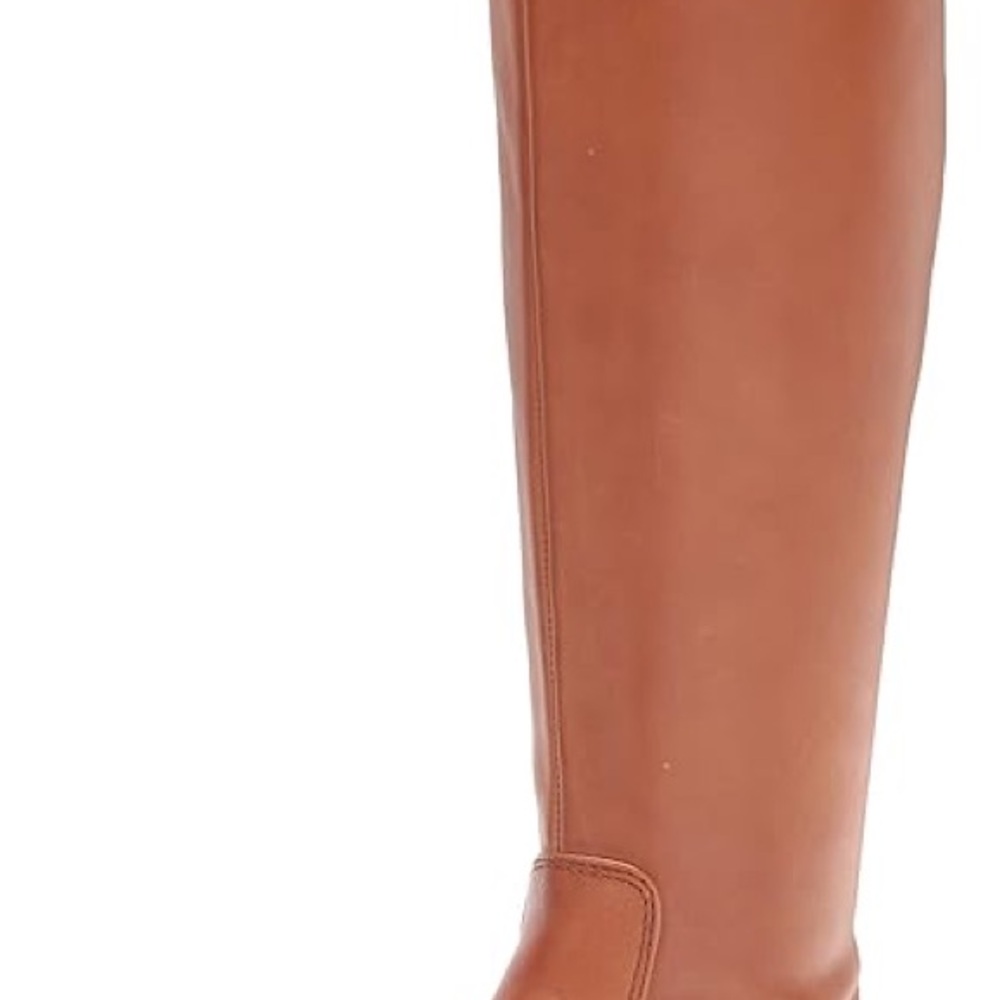 Franco Sarto Balin Womens Leather Wide Calf Lug Sole Over-The-Knee Boots Cognac